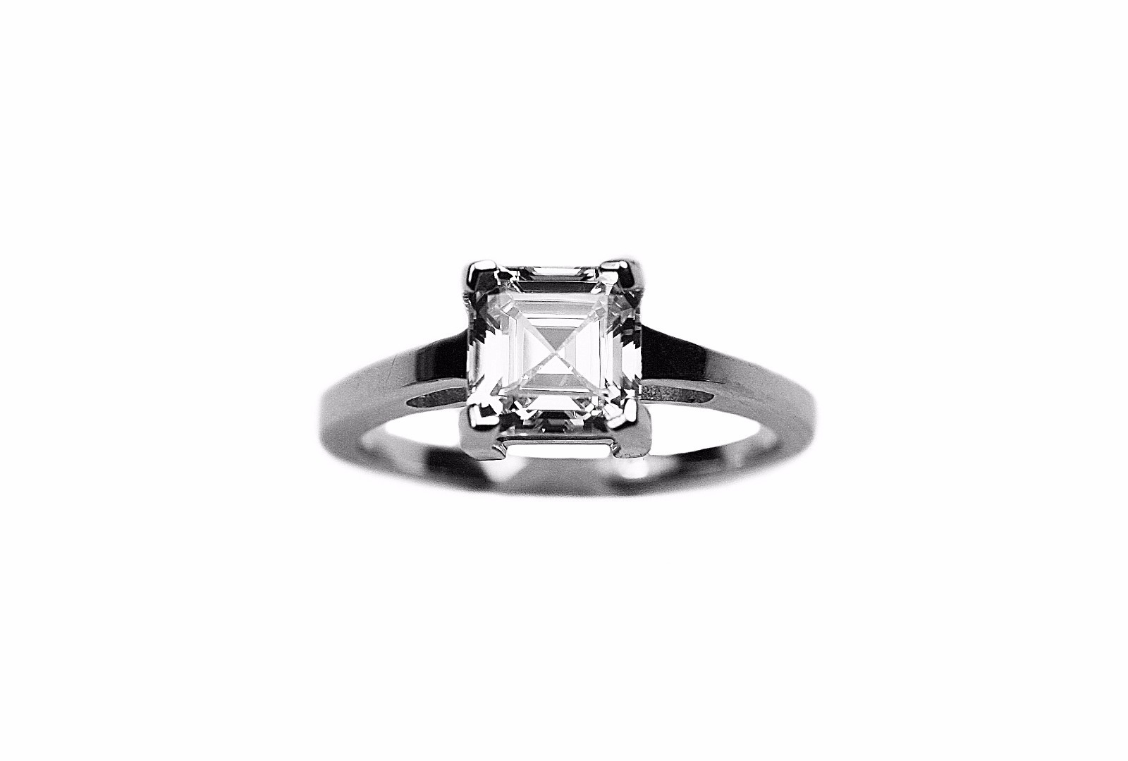 925 Silver Solitaire Square Asscher Cut 2.0 Carat Engagement Wedding Ring