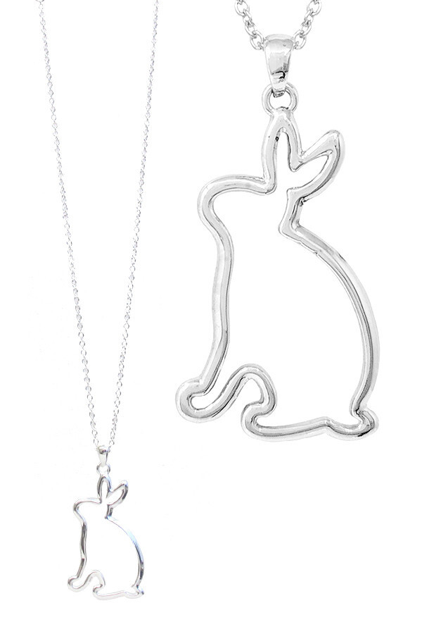 Easter Theme Metal Bunny Rabbit Pendant Necklace for Women