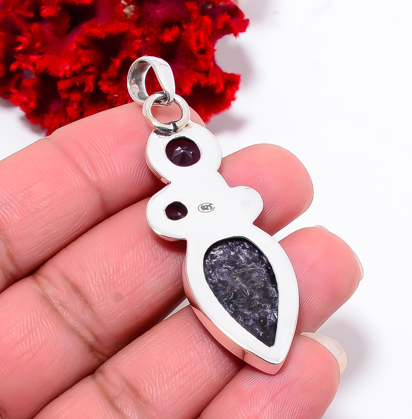 Lepidolite – San Diego & Iolite Handmade 925 Sterling Silver Pendant 2.26″ P9439