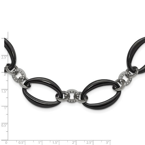 *BRAND NEW* Chisel Titanium Polish IP-plated w/ CZ Oval Link Necklace TBN153-21