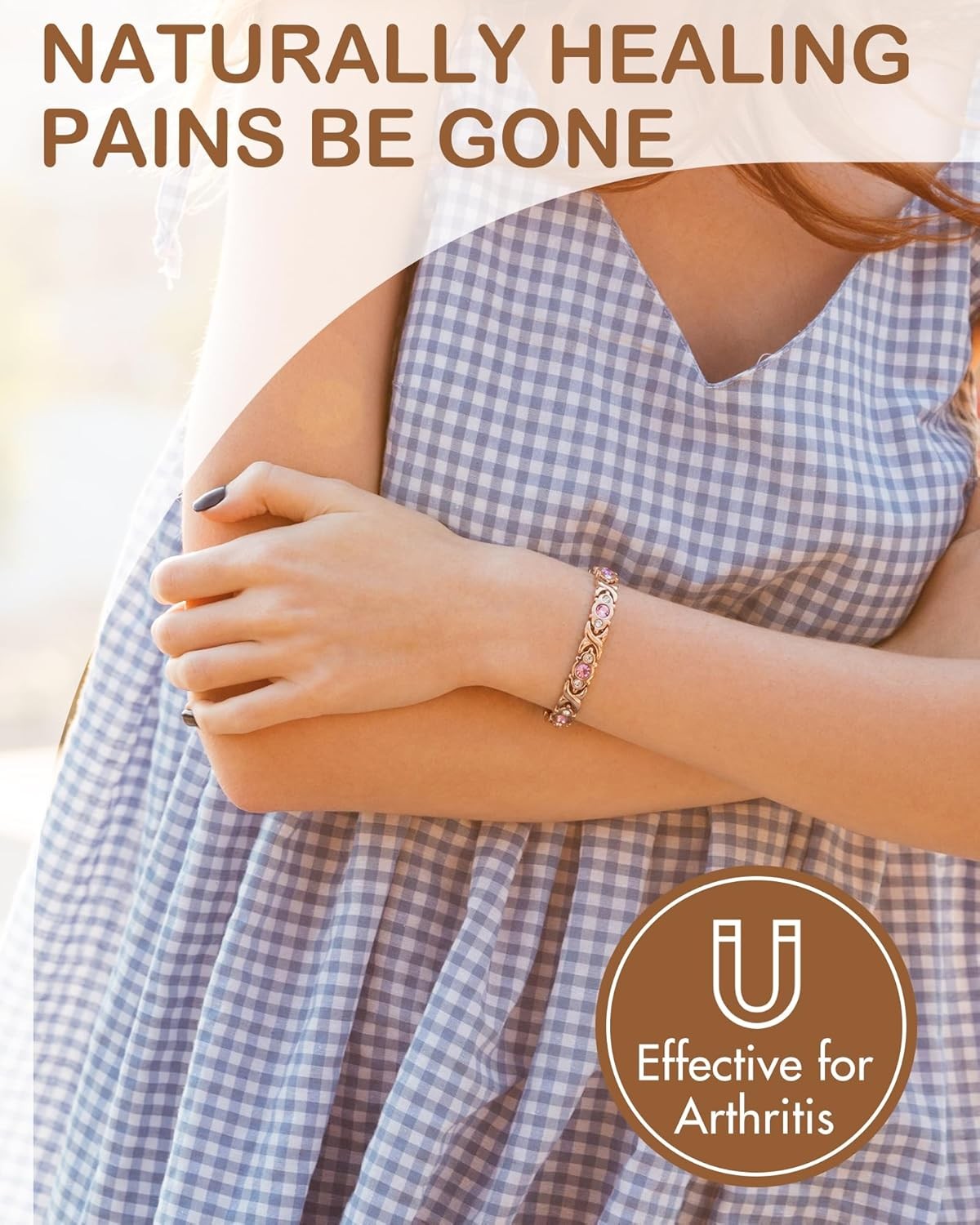 Women Bracelet Magnetic Therapy Arthritis Pain Relief Pure Solid VALENTINES GIFT