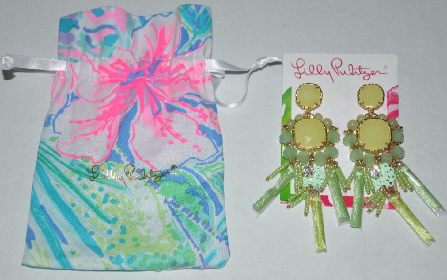 Lilly Pulitzer Waterside Tassle Earrings Green NEW NWT $58