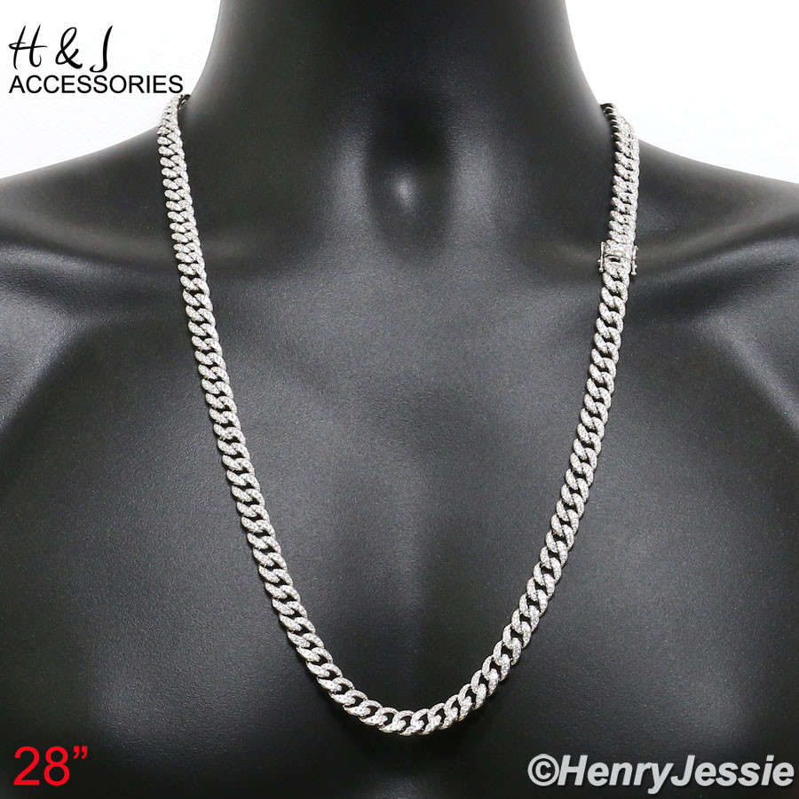 18″-30″MEN 925 STERLING SILVER ICY BLING CZ 8MM MIAMI CUBAN CHAIN NECKLACE*N11