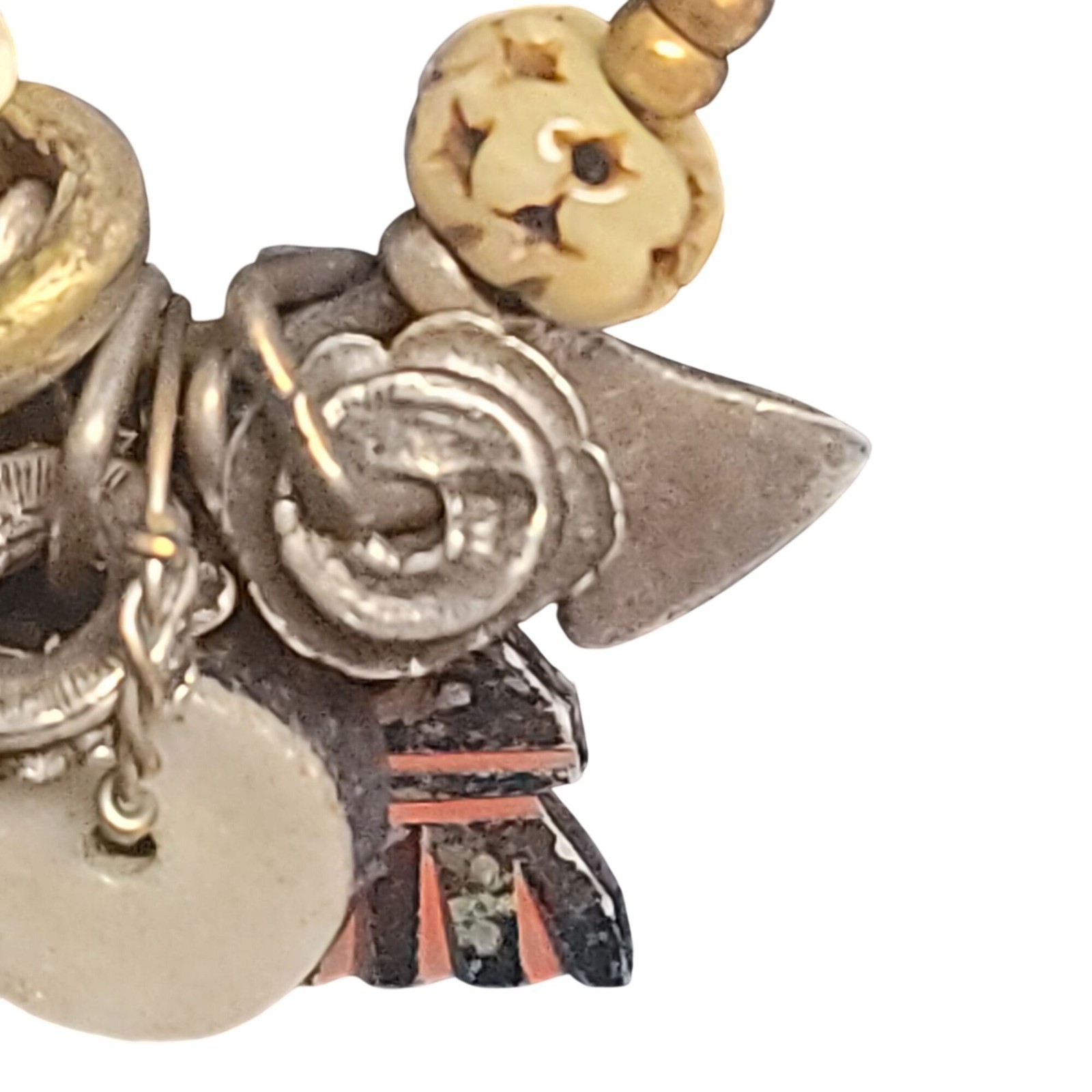 Desert Heart Beaded Charm Necklace Mixed Materials Unique Pendant Accent Retired
