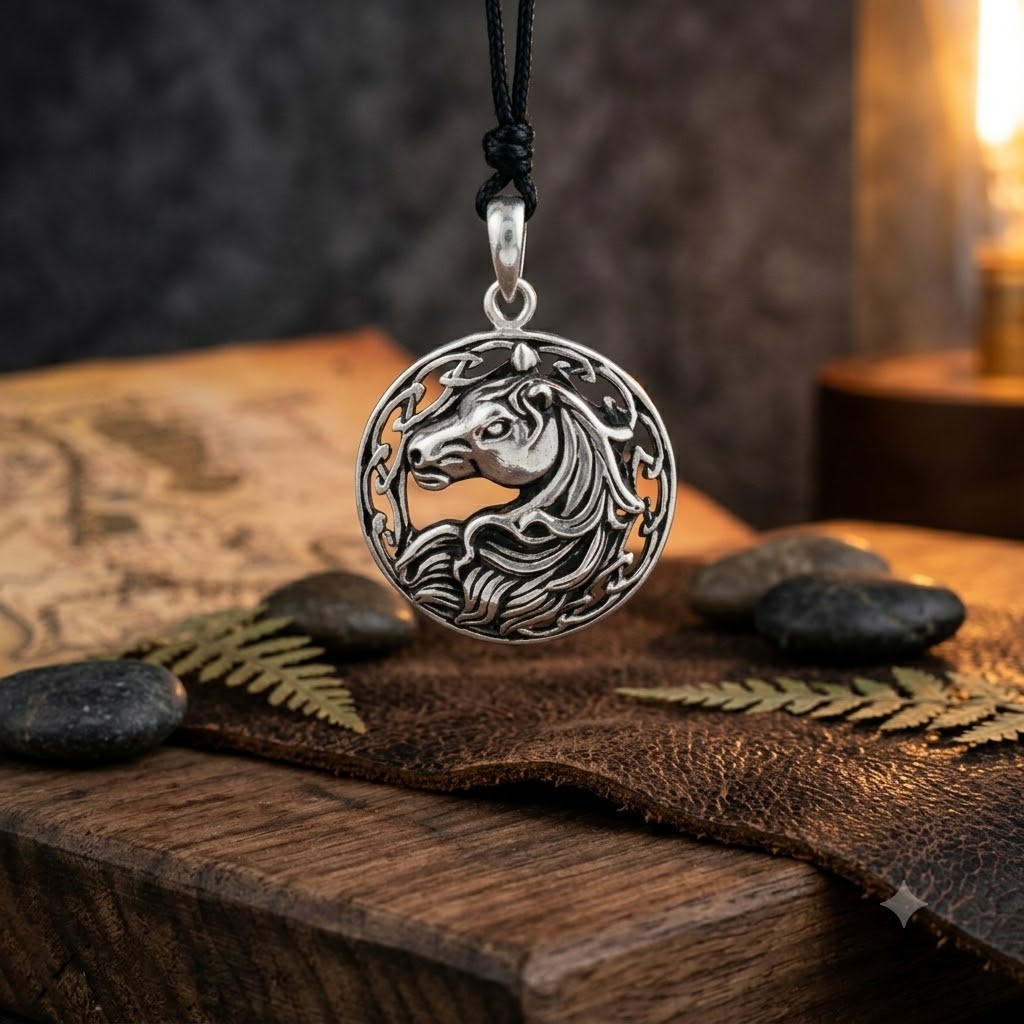 Celtic Horse 92.5 Sterling Silver Gold Brass Charm Necklace Pendant Jewelry