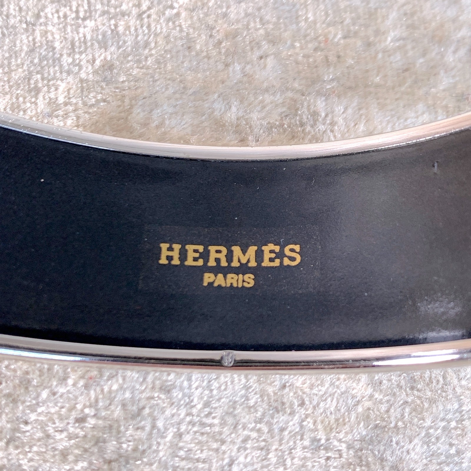Vintage Hermes Bangle Bracelet Enamel Blue Horse Silver Rim Size 65 with Box