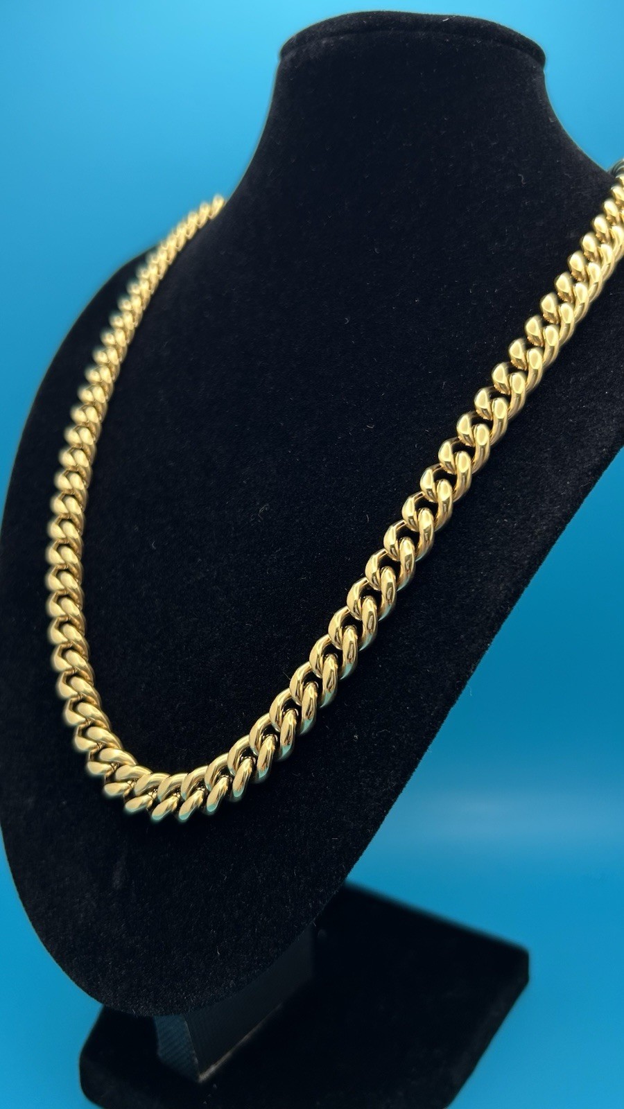 Miami Cuban Link Chain Necklace 14k Gold Plated Stainless steel water proof 8mm