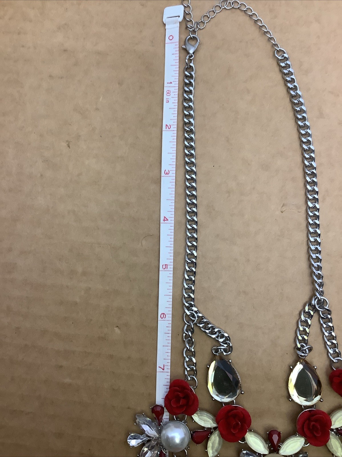 Red Velvet Roses and Gems Fashion Necklace Prom Wedding Formal casual party