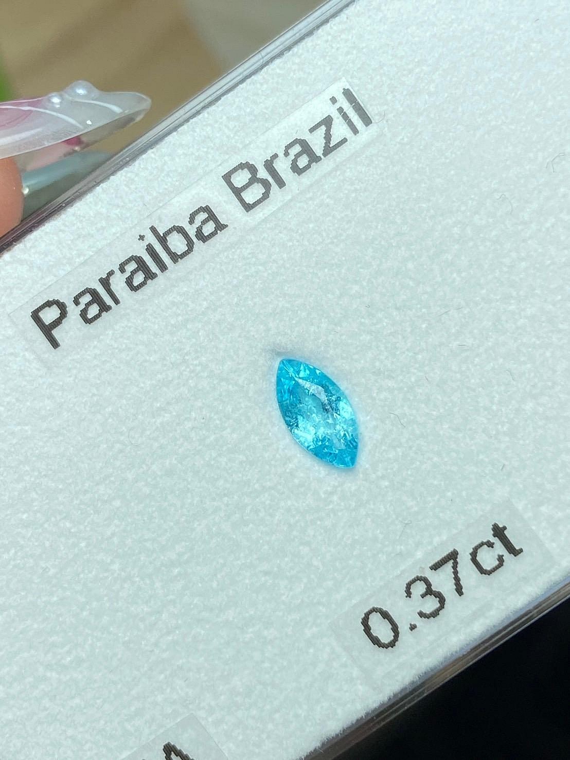[jerseychou] Brazil ！Natural Paraiba Tourmaline, 0.37ct, GIA