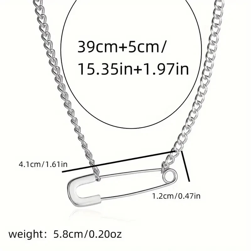 Creative Safety Pin Pendant Necklace Unique Pendant Necklace Silvery Fashion New