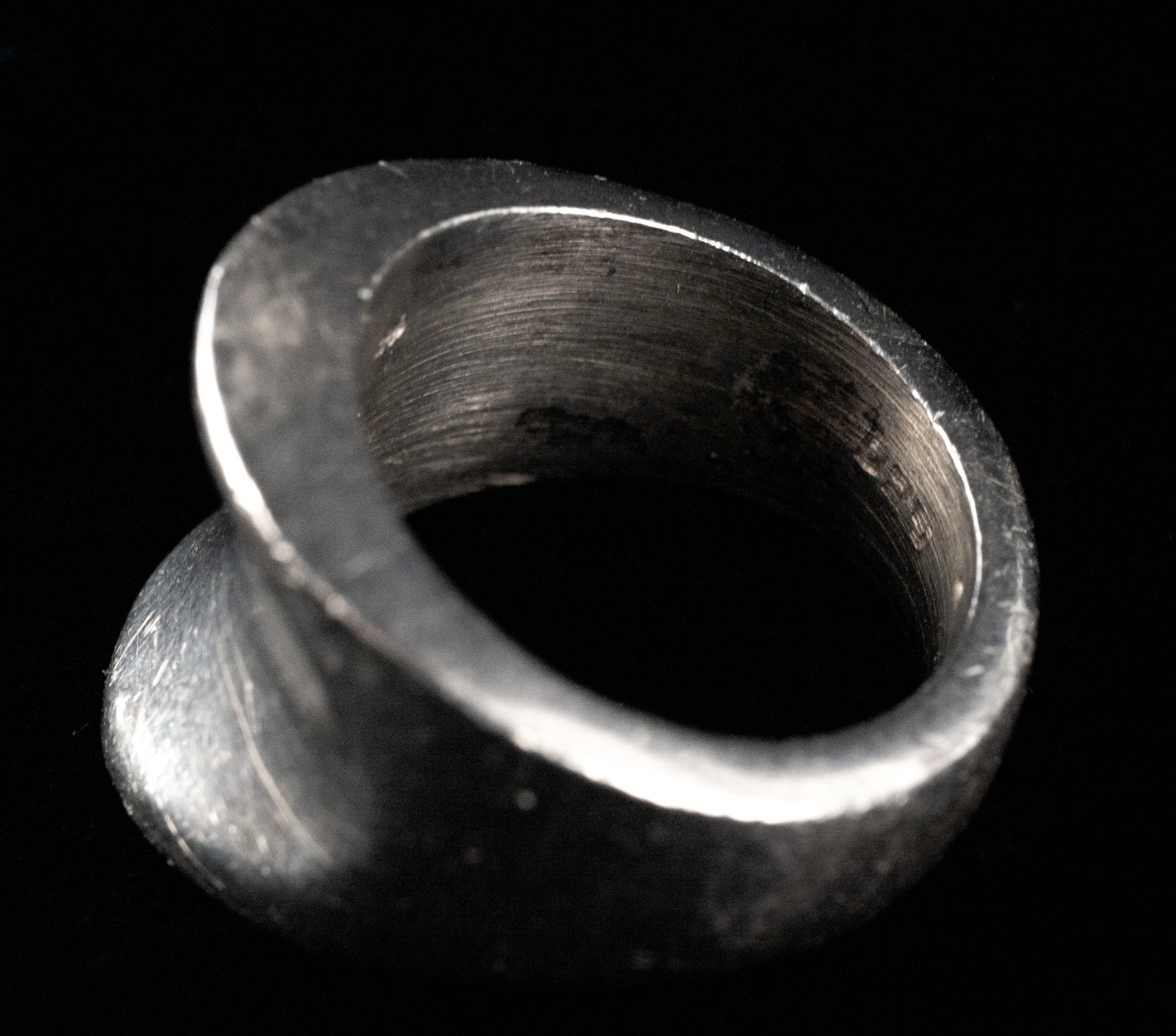 Chunky Concave 12g Sterling Silver Ring US Sz 5 23mm Mexico? USED Visible Wear