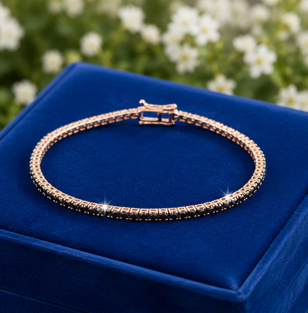 7.50Ct Round Cut Simulated Black Diamond Tennis Bracelet 14K Rose Gold Plated