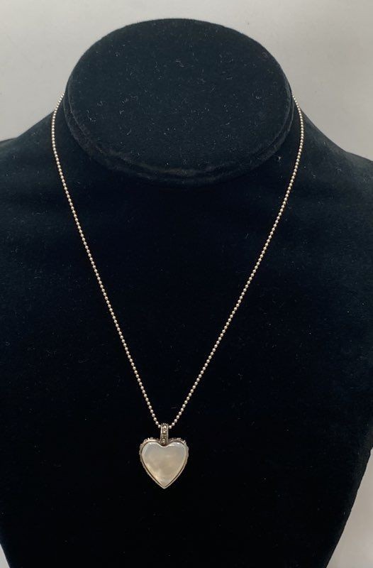 Sterling Silver 925 Heart Necklace Mother of Pearl Onyx Ring Earrings Lot 13g