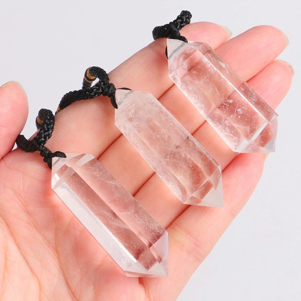 Natural Clear Quartz Crystal Pendulum Pendant Necklace Chakra Gemstone Healing