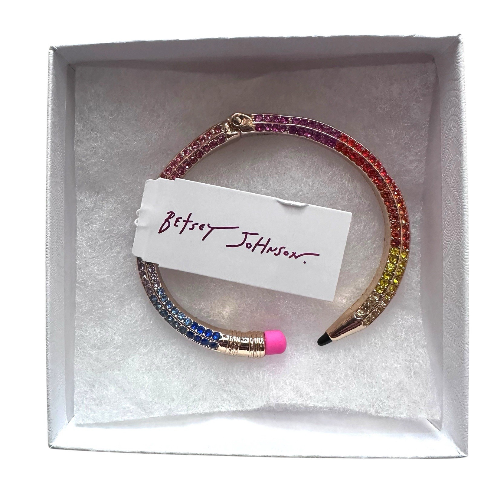 Betsey Johnson Open Hinge Enamel Pencil Bangle Bracelet