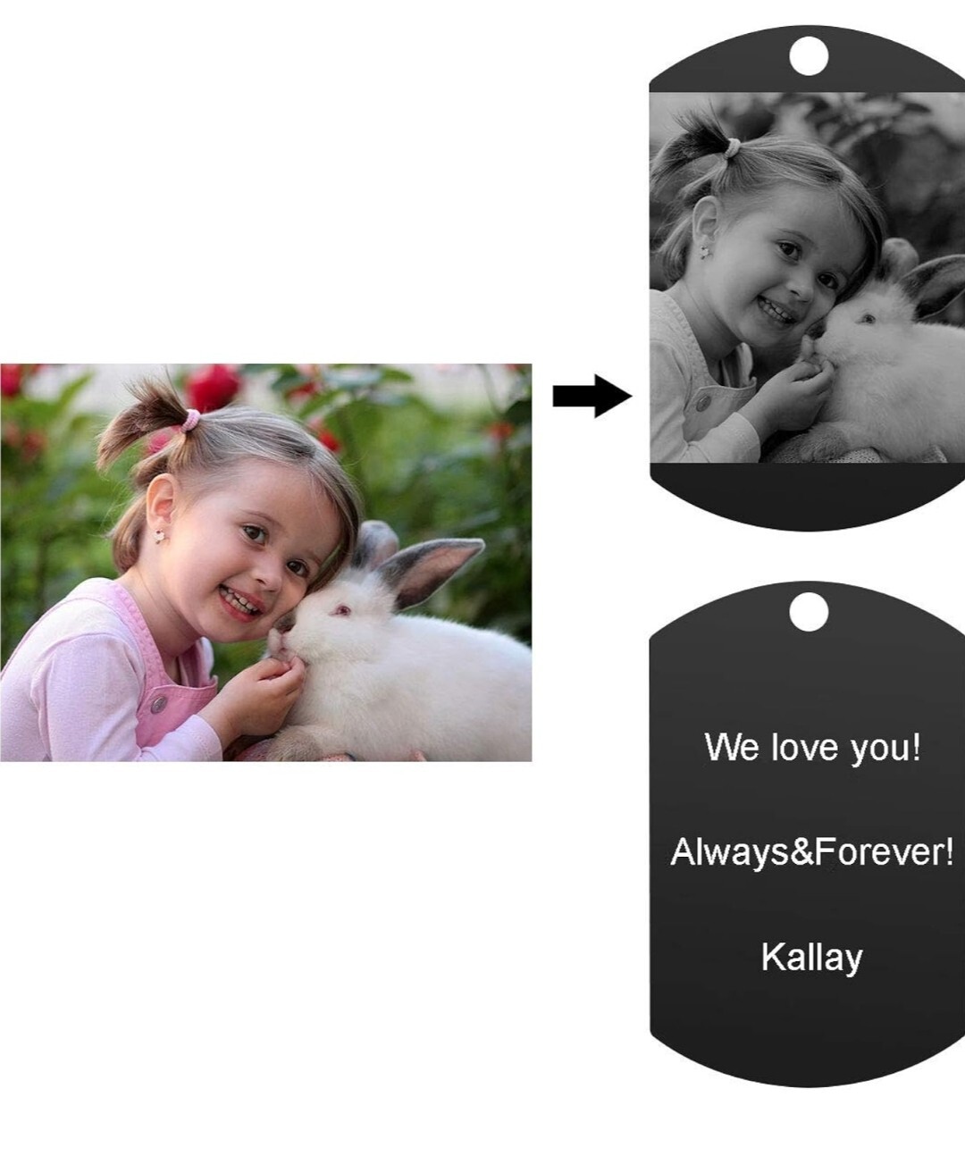We Engrave Your Family Pic On Tag As Keychain Or Necklace