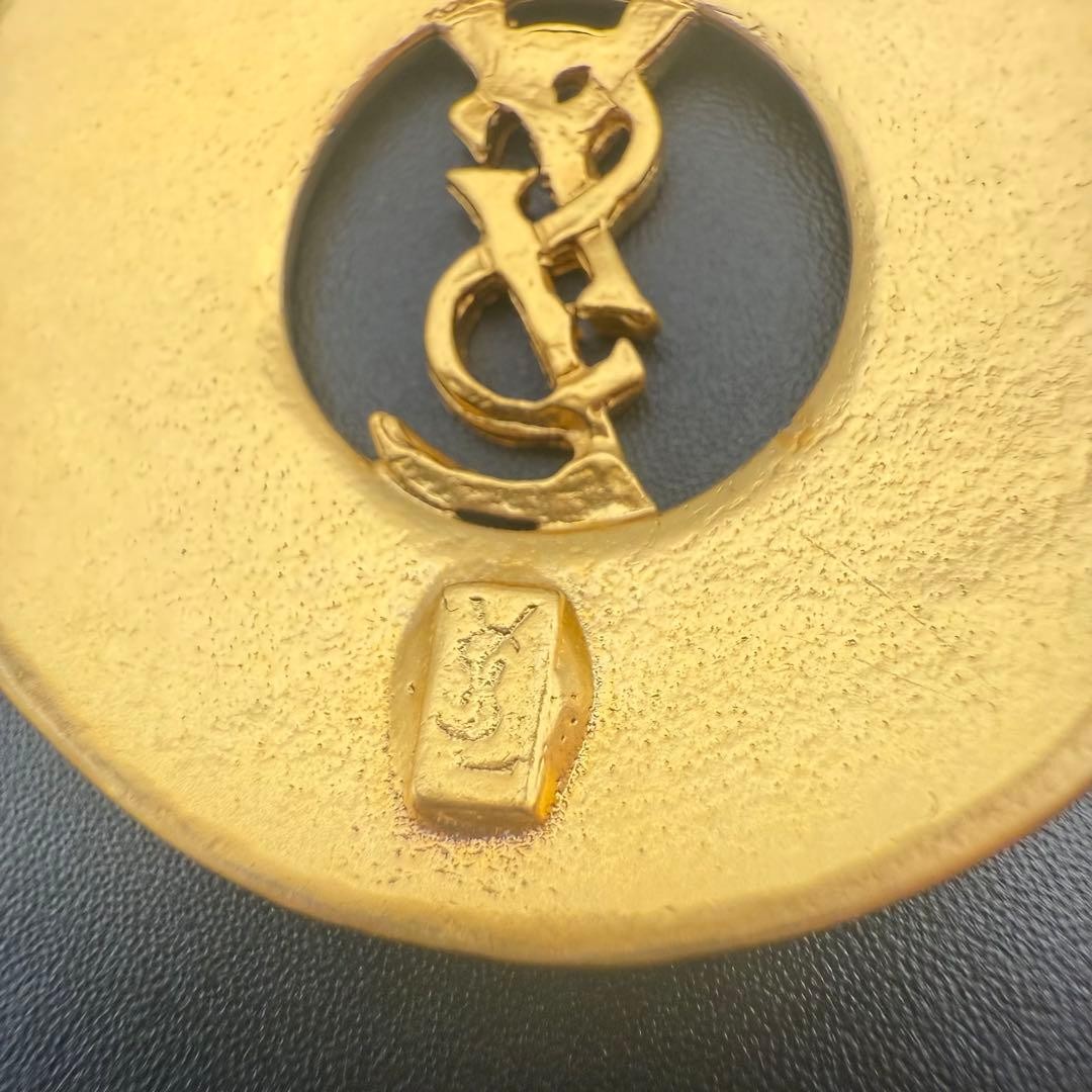 Yves Saint Laurent YSL Necklace Cassandra Medallion Gold Vintage Japan Mint 80