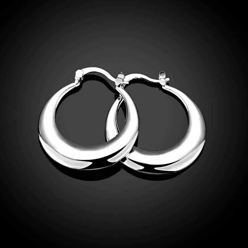 Simple Metal Silver Color/Gold Color Hoop Earrings for Women Versatile