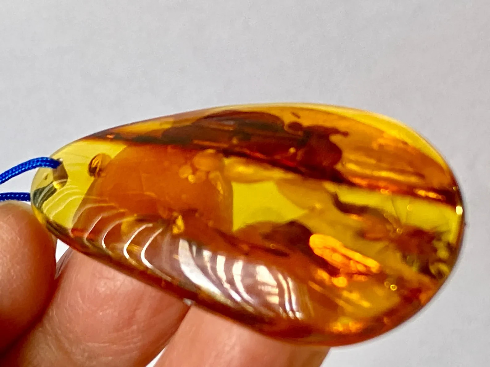 46mm Baltic Amber Pendant Cognac Scenic Inclusions Collector Statement B1413