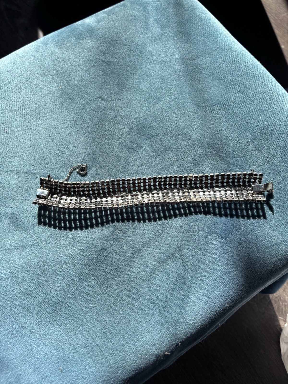 9 Row Silver Toned Bracelet Costume Jewelry