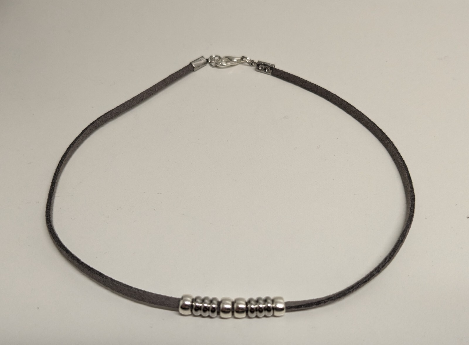 NEW Cord Choker Necklace with Silver Metal Beads- 13″-17″ & Custom Sizes