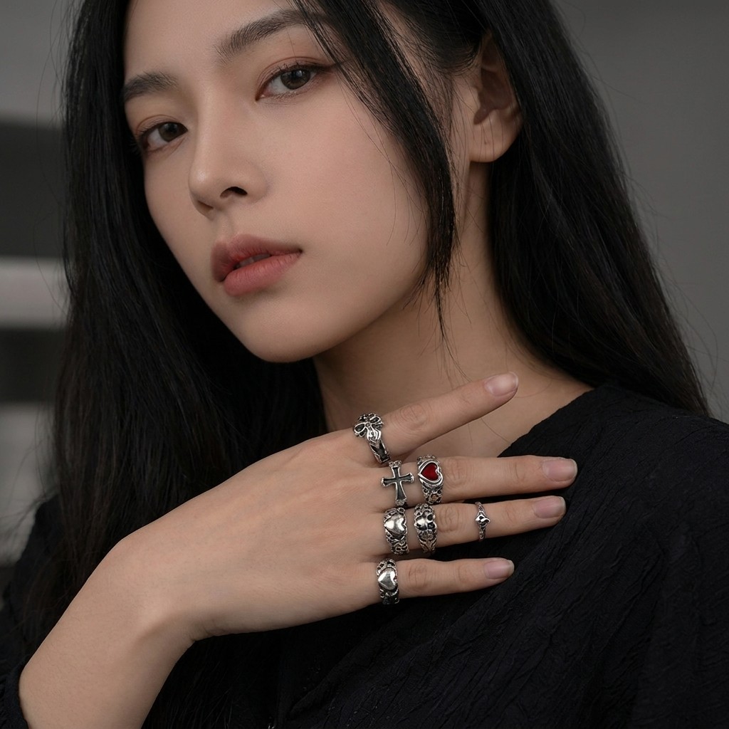 20pcs Rings Set Punk Gothic Skull Mixed Women Men Bulk Party Jewelry