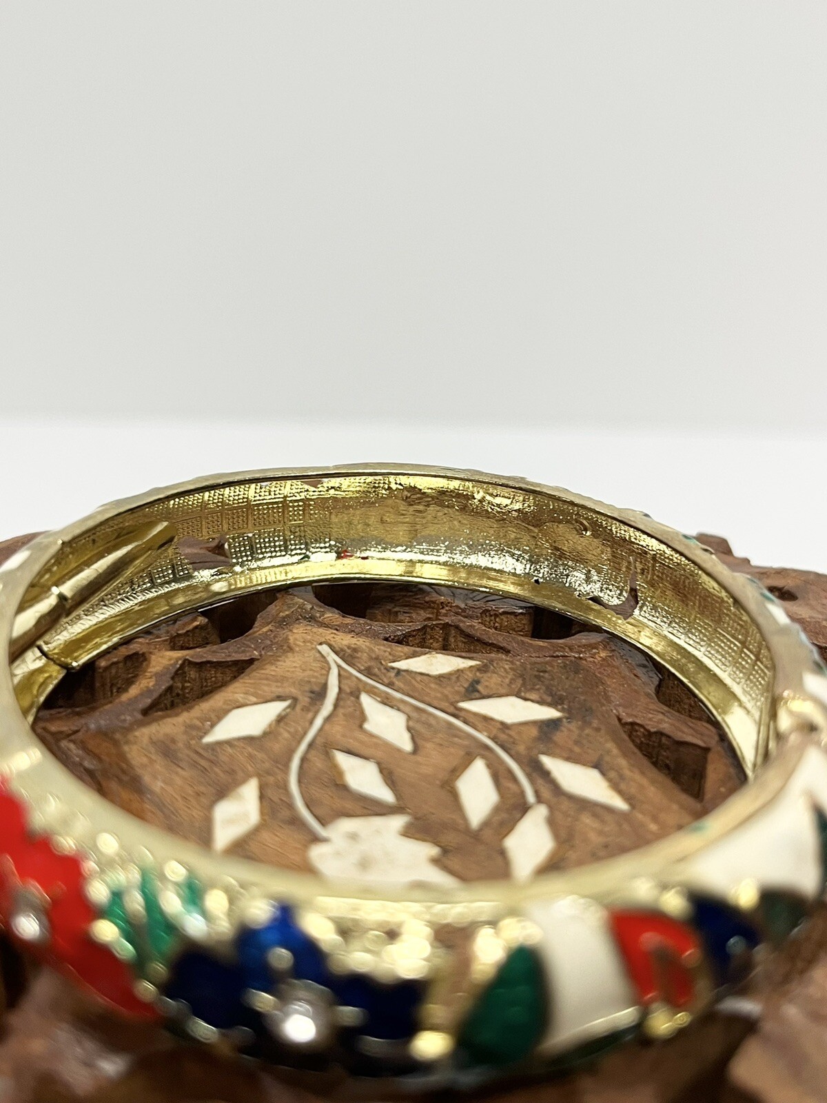 Holiday Bangle Enamel Bracelet Floral Christmas Red Green Blue White and Gold