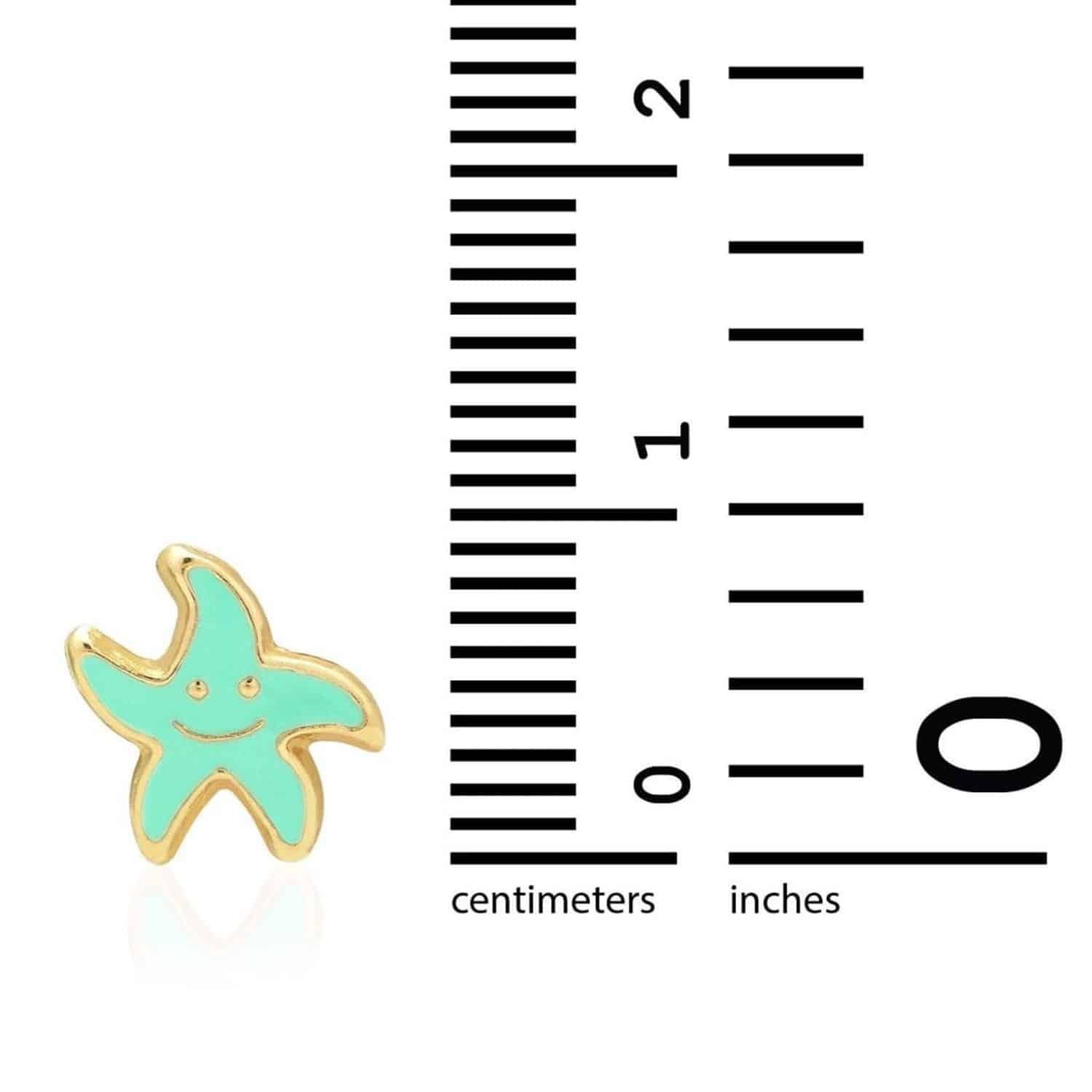 Kid’s 14K Yellow Gold Blue Pink Red Green Enamel Starfish Stud Earrings
