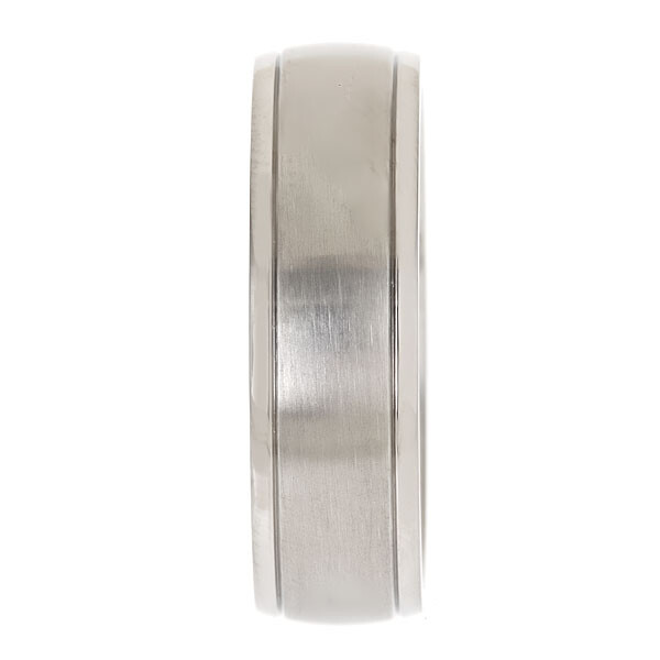 5mm or 7mm Brushed Polished Grooved Edges Titanium Wedding Band Comfort Fit Ring
