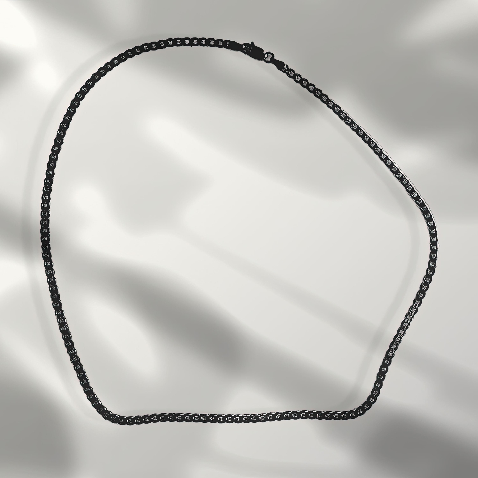 Black Rhodium Plated Sterling Silver Curb Chain 3mm Necklace Italy Made
