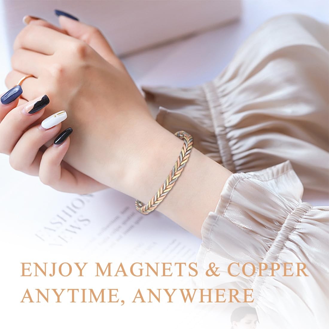 Vicmag Copper Bracelet for Women Men Magnetic Bracelet with Ultra Strength Magne