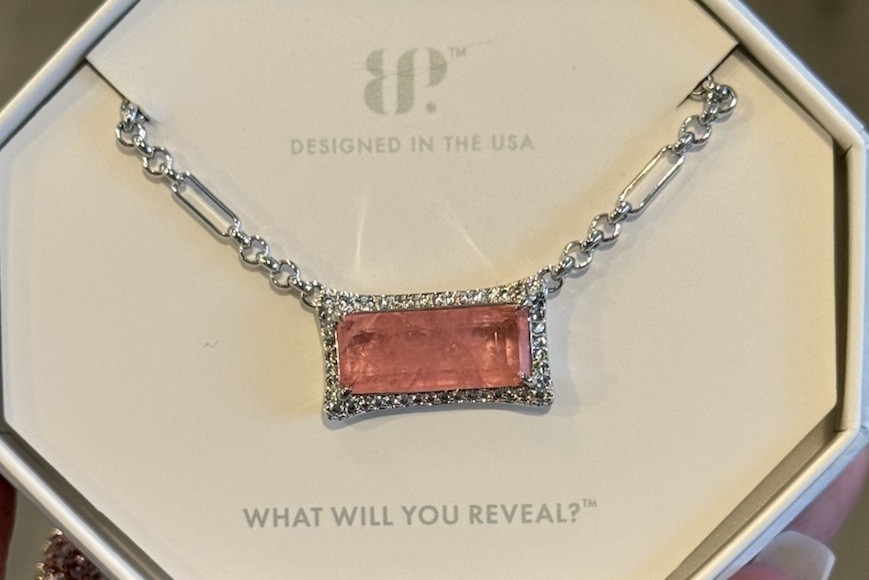 Bomb Party BP Darling Your the Moment, NK23005, Rose Quartz on Rhodium Plating