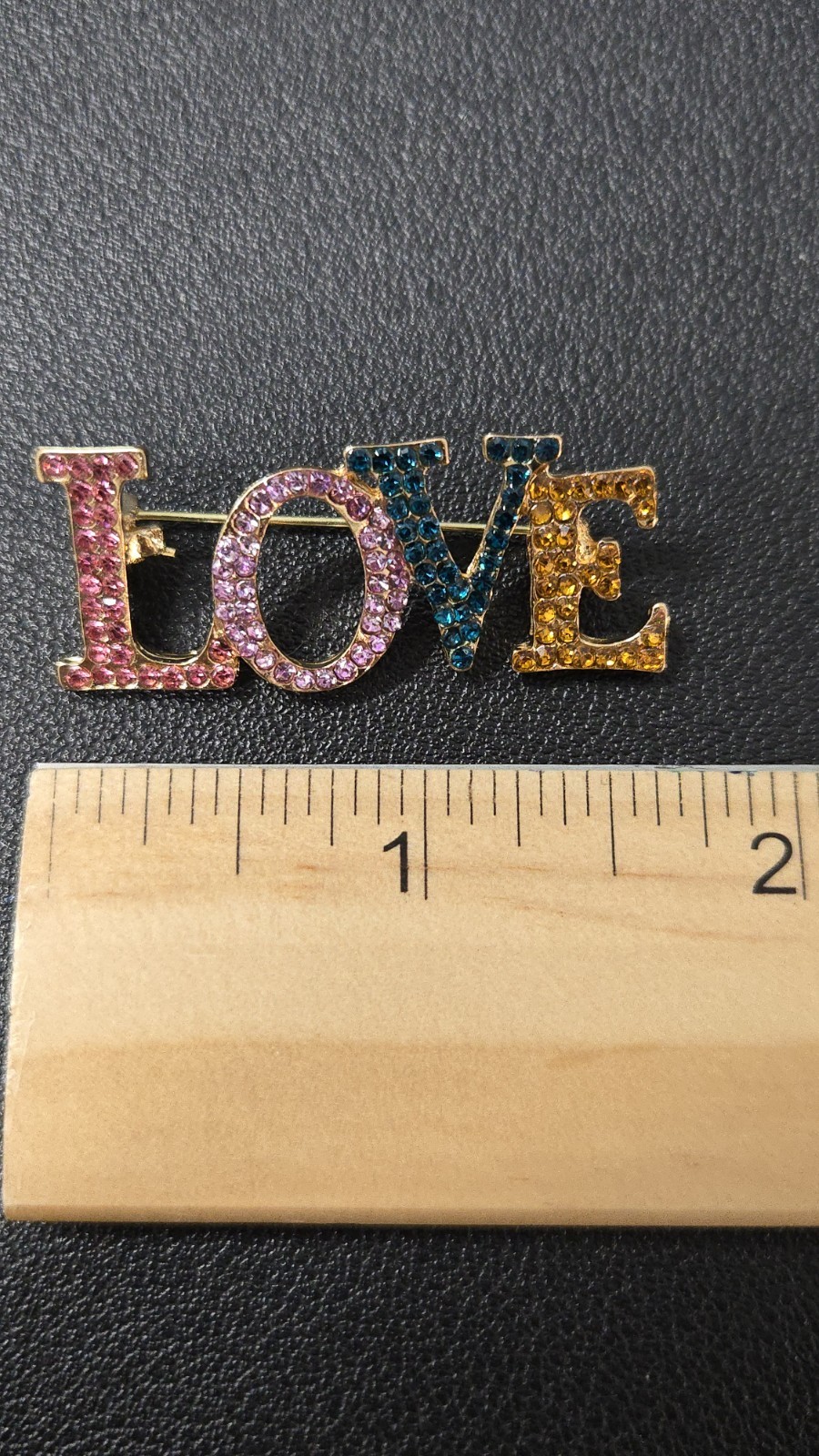 Love Brooch Multicolor Crystal Rhinestone Love Pin