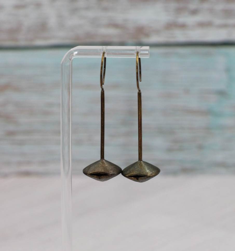 Orbit Drop Earrings – 2⅜” L × ¾” W – Hammered Brass – MSRP $70.00