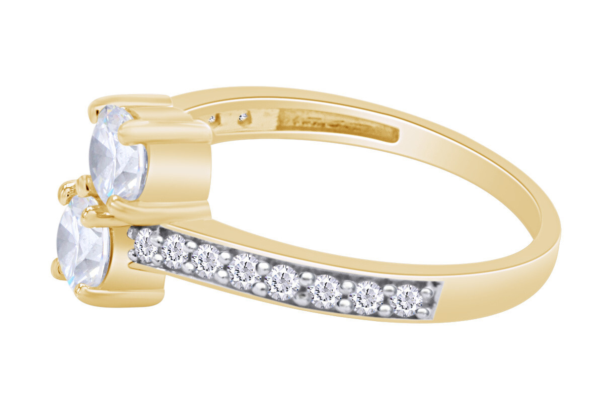 Us Two Stone Round Simulated 1.00Ct Solitaire Ring in 14K Yellow Gold Plated 925