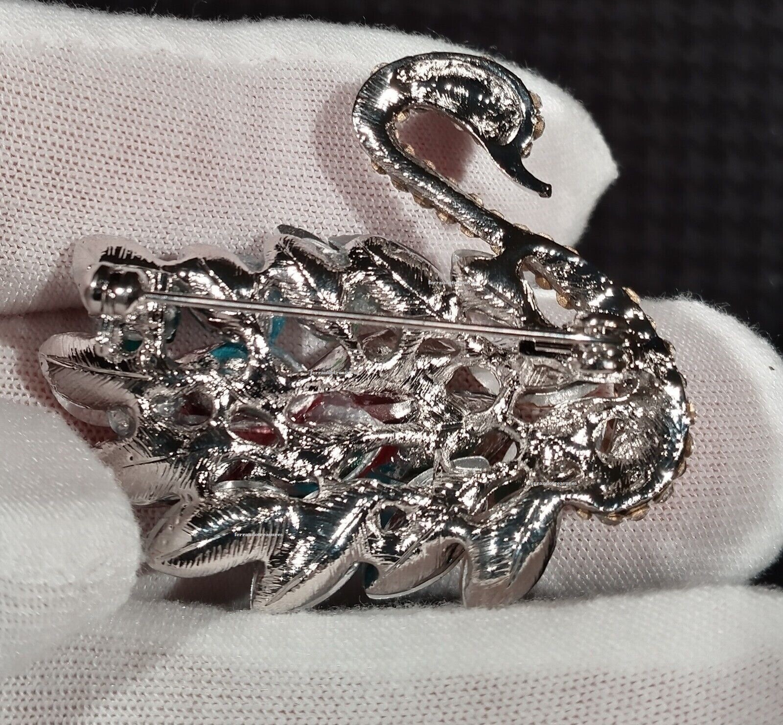 Swan Rainbow Multi Colored Crystal Rhinestone Brooch Pin with Gold Bag – VIDEO
