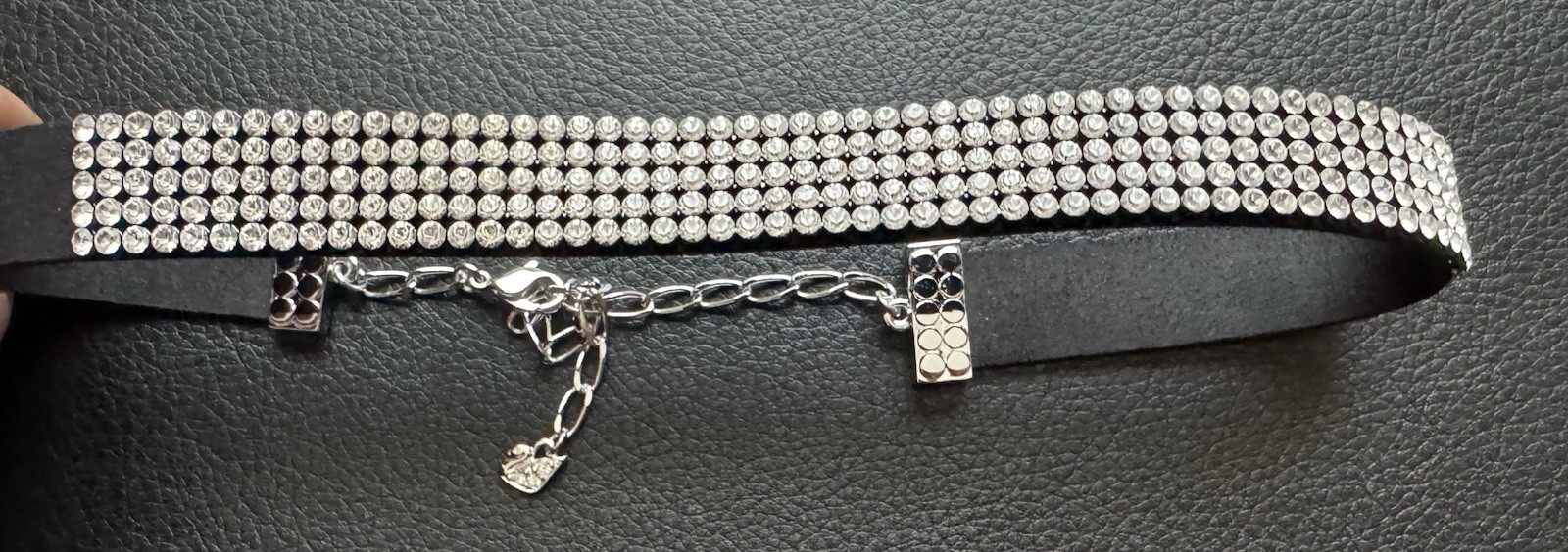 Genuine Swarovski Choker Necklace, Rhodium Plated, 40 cm