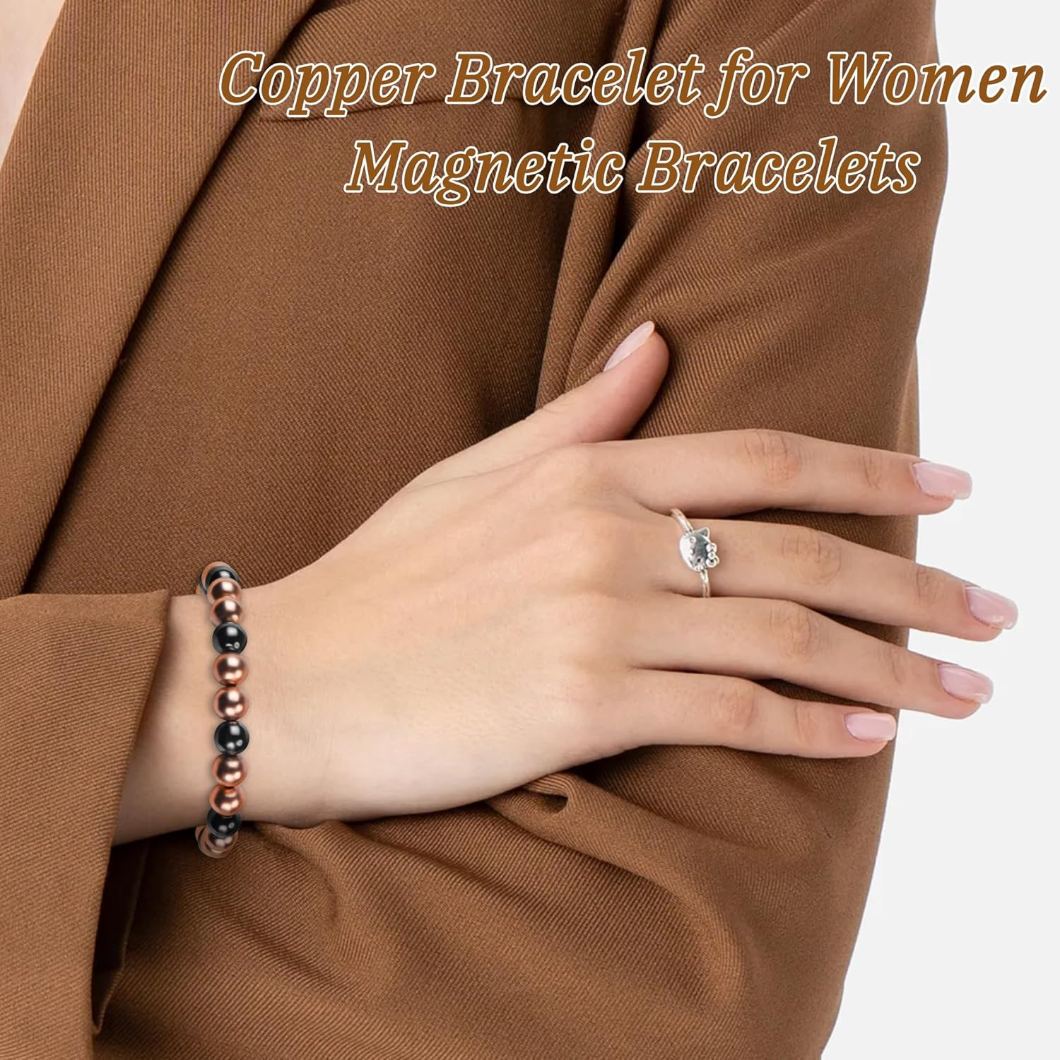 Copper Bracelet for Women and Men, 8MM Copper Magnetic Bracelet with 3500 Gauss
