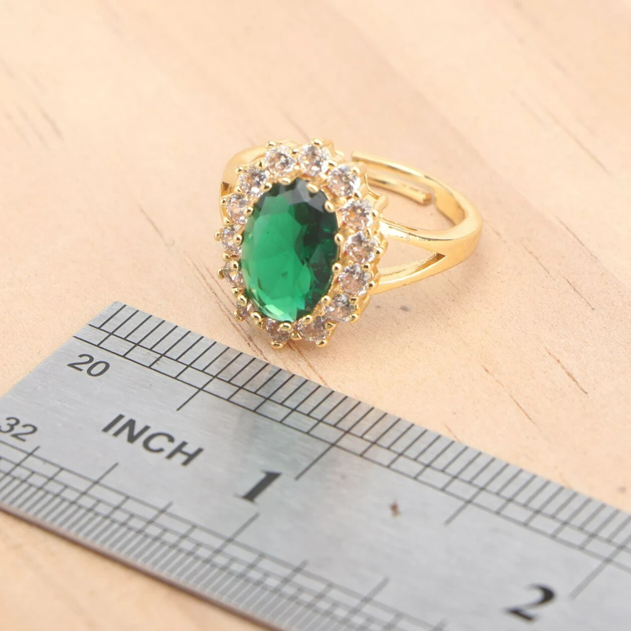 925 Sterling Silver CZ Green Emerald Oval Ring Earrings Pendant Necklace Set