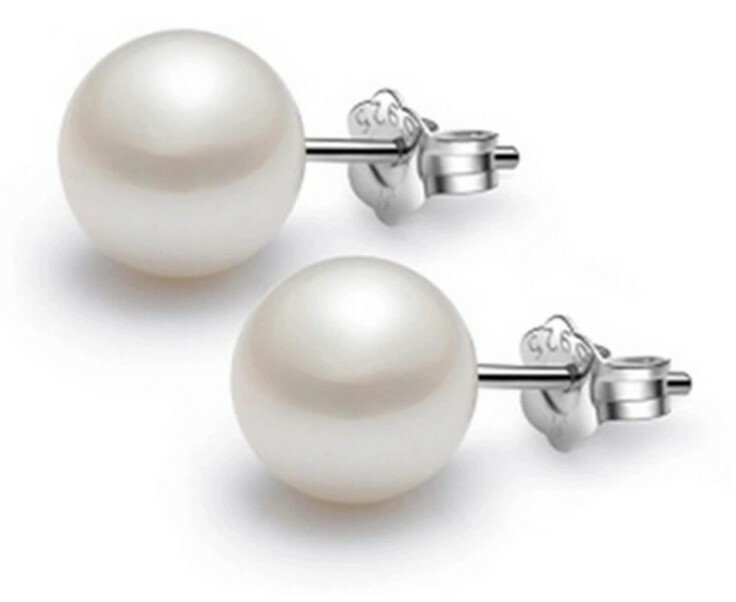 Genuine Cultured Freshwater White Pearl Stud Earrings Gift 925 Sterling Silver