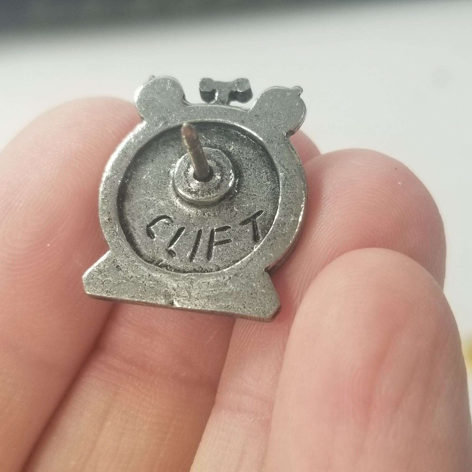 Pewter Clock Pins Brooch Vintage Signed Clift Lot of 3
