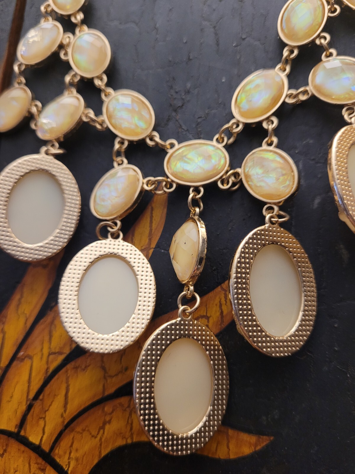 Fiery Faux Opalescent Statement Necklace