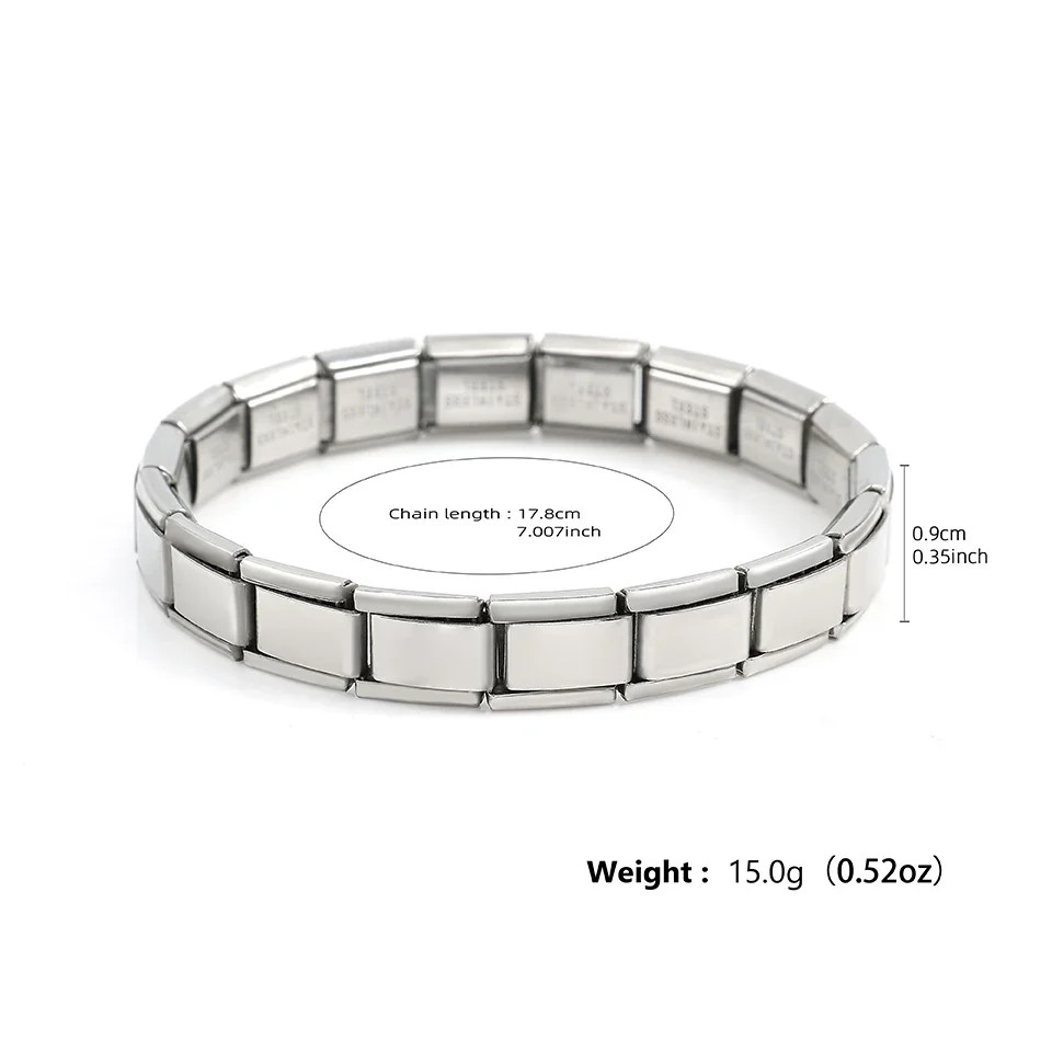 Trendy Square Italy Stainless Steel Bracelet | Stretchable Modular HipHop Gift