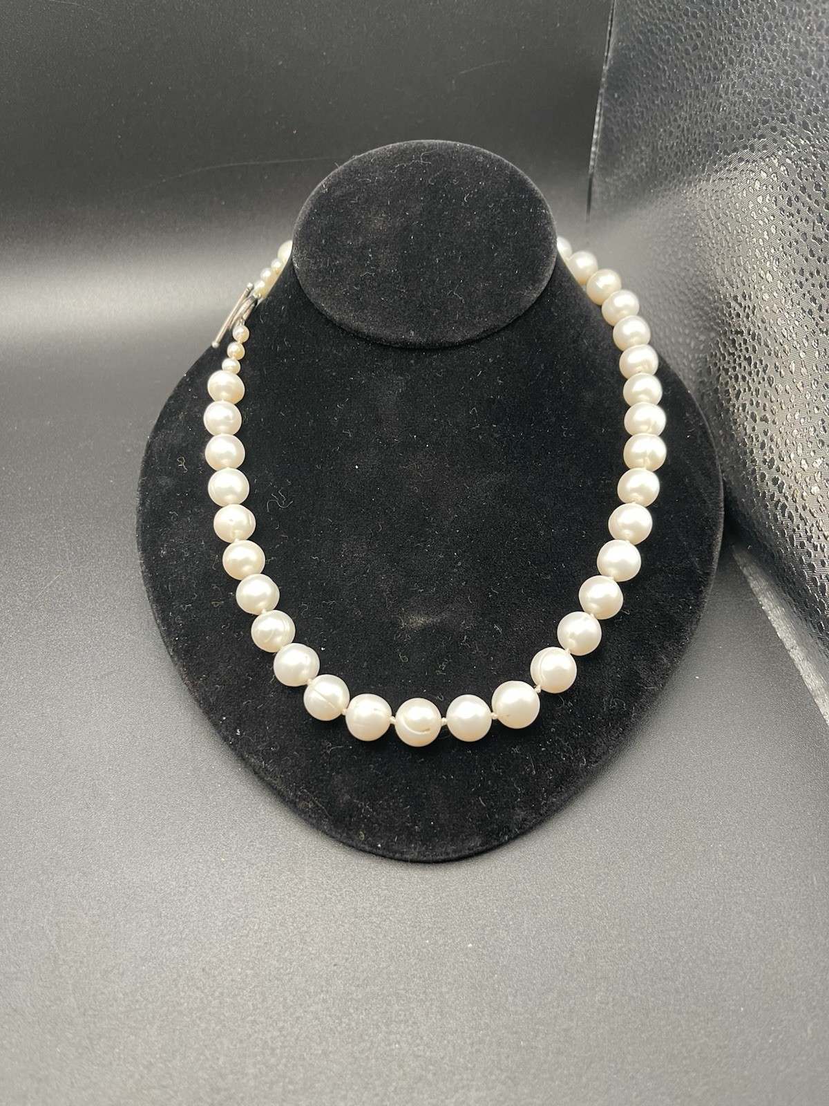 🔥 VTG LARGE STATEMENT FRESH WATER HAND KNOTTED PEARLS TOGGLE CLASP NECKLACE