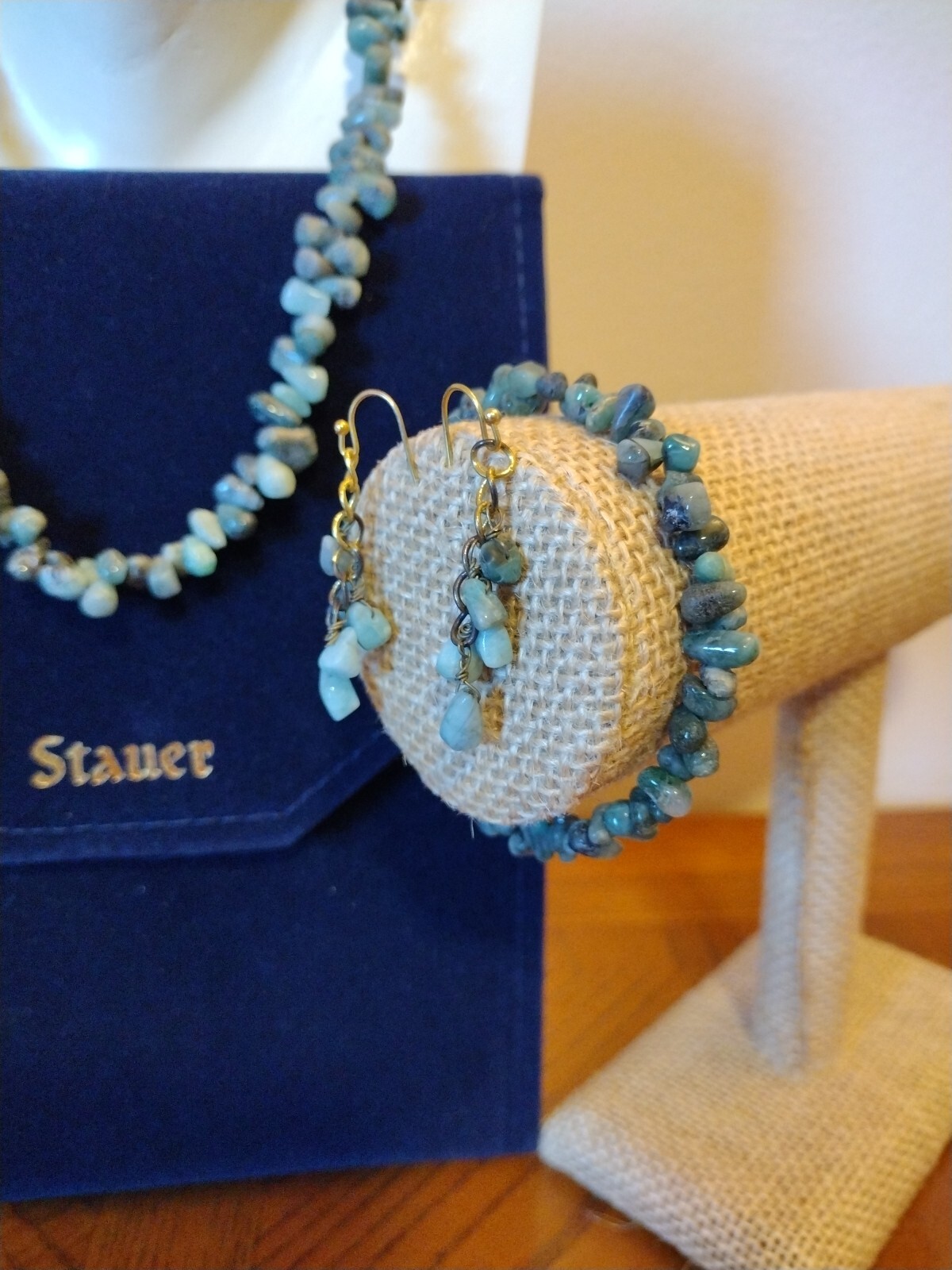 Stauer Cayman Emerald 18″ Necklace Bracelet & Earring Set With Original Case