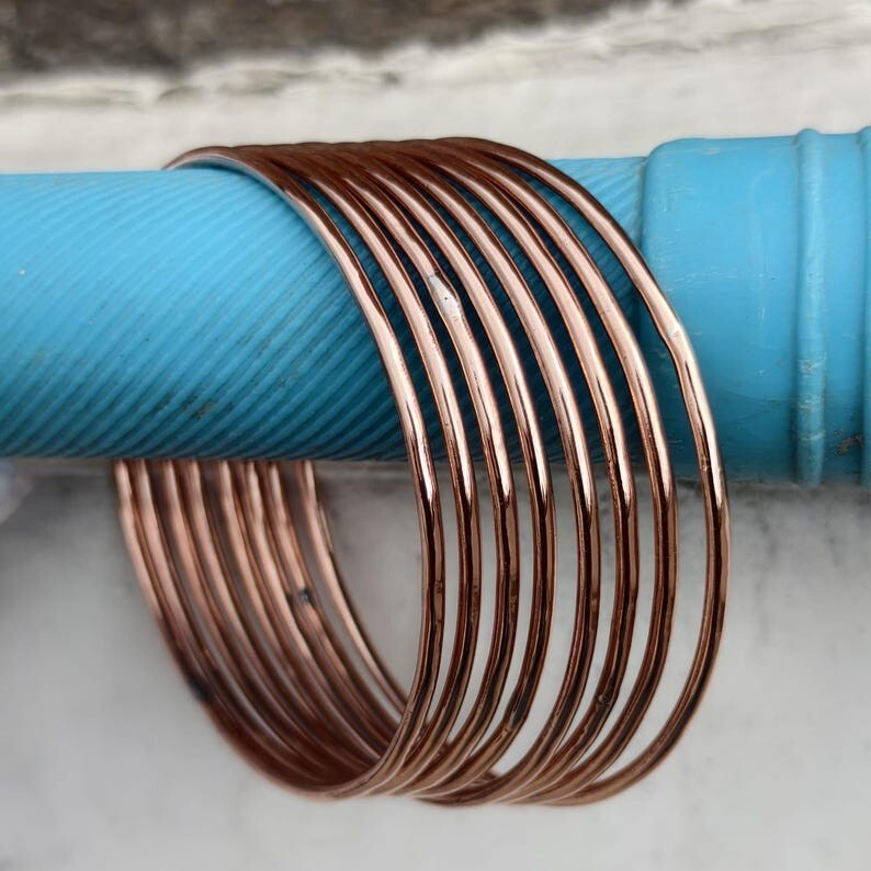 Pure Copper Bangles, 7 Set Off Bangles, Simple Copper Bangles, Copper Jewelry