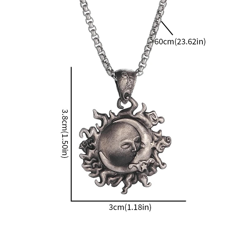 Sun Moon Kiss Necklace Jewelry Silvery Couple Love Pendant