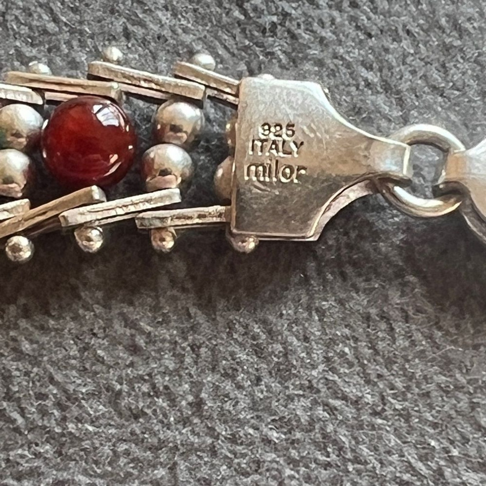 Vintage Milor Italy Sterling 925 Silver Riccio Rolling Colorful Bead Bracelet