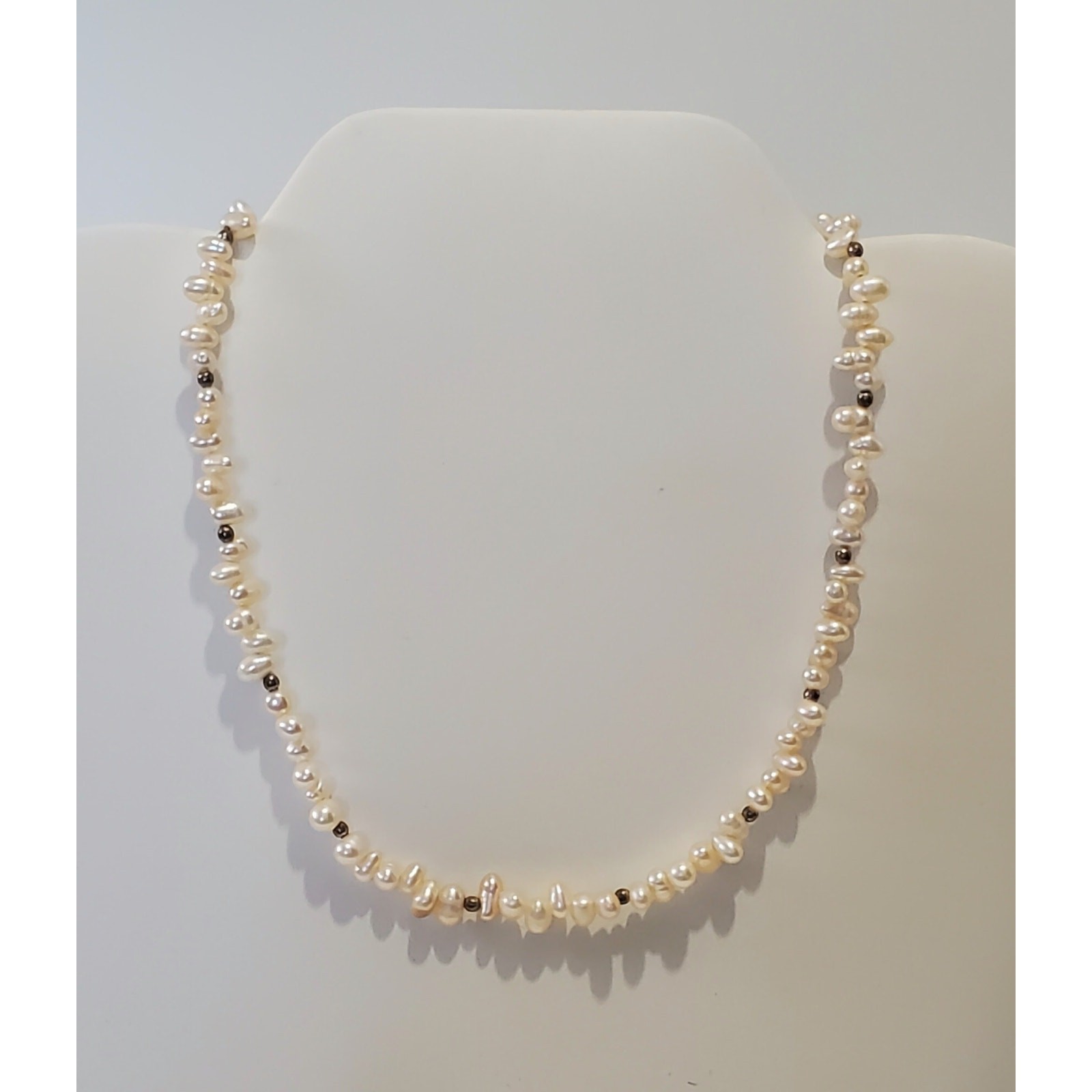 Champagne Freshwater Pearl & Sterling Silver Bead Necklace 17 in.