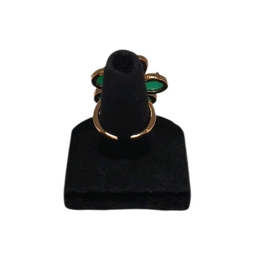Estate Gold-Tone Green Coated Glass & Pink Spinel Flower Ring Size 6 (Approx.)